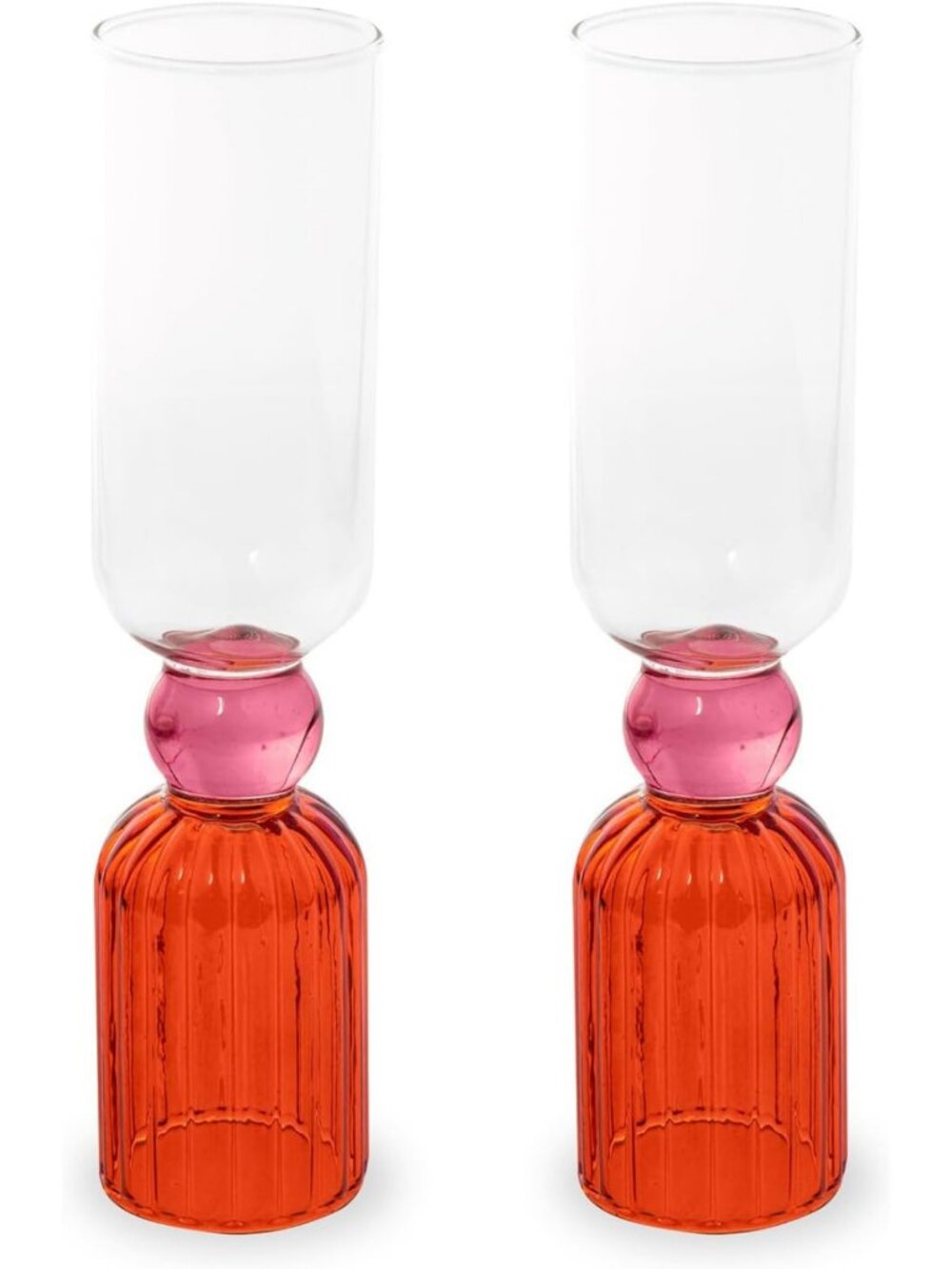 Chic Red & Pink Glass Cocktail Set of 2 | Stylish Drinkware for Parties